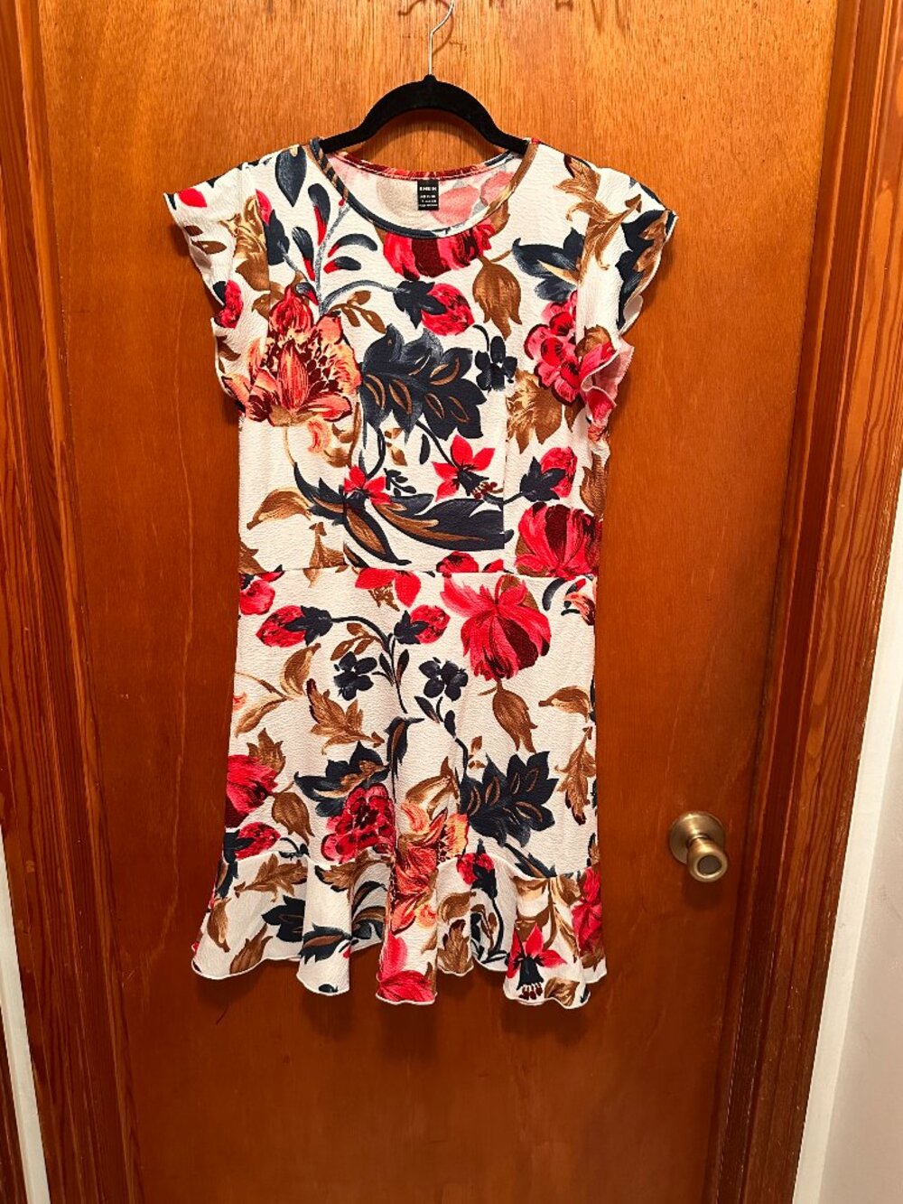 NWOT Shein mini floral ruffle sleeveless dress size L